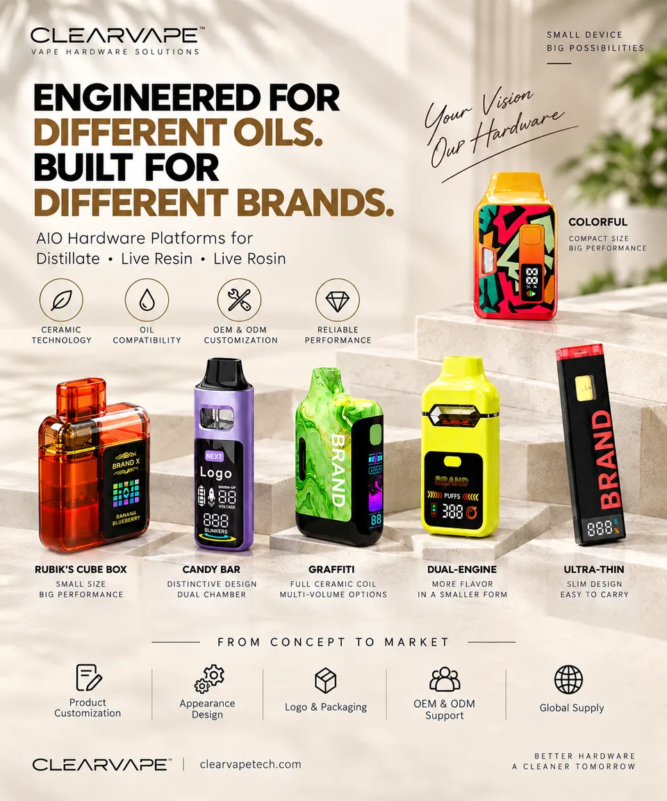 CLEARVAPE OEM and ODM hardware platform lineup for oil compatibility programs