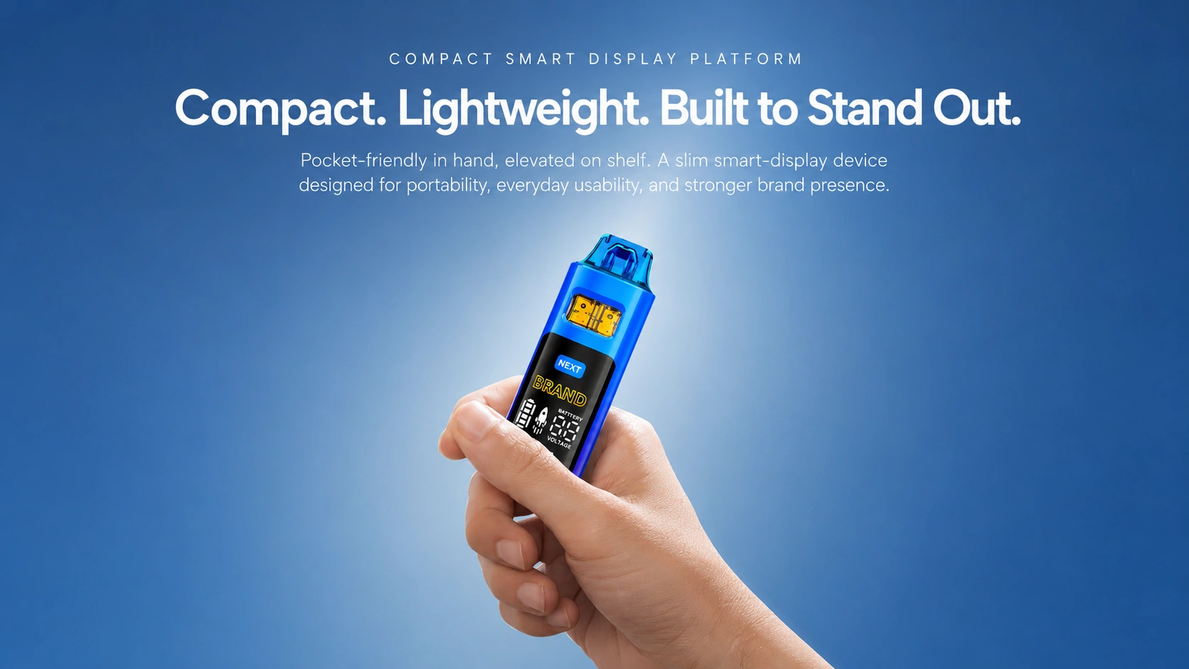 Candy Bar smart display cannabis vape hardware held in hand