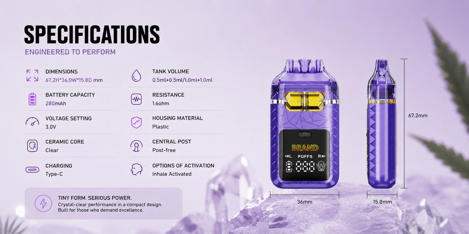 Crystal hardware dimensions and technical specifications