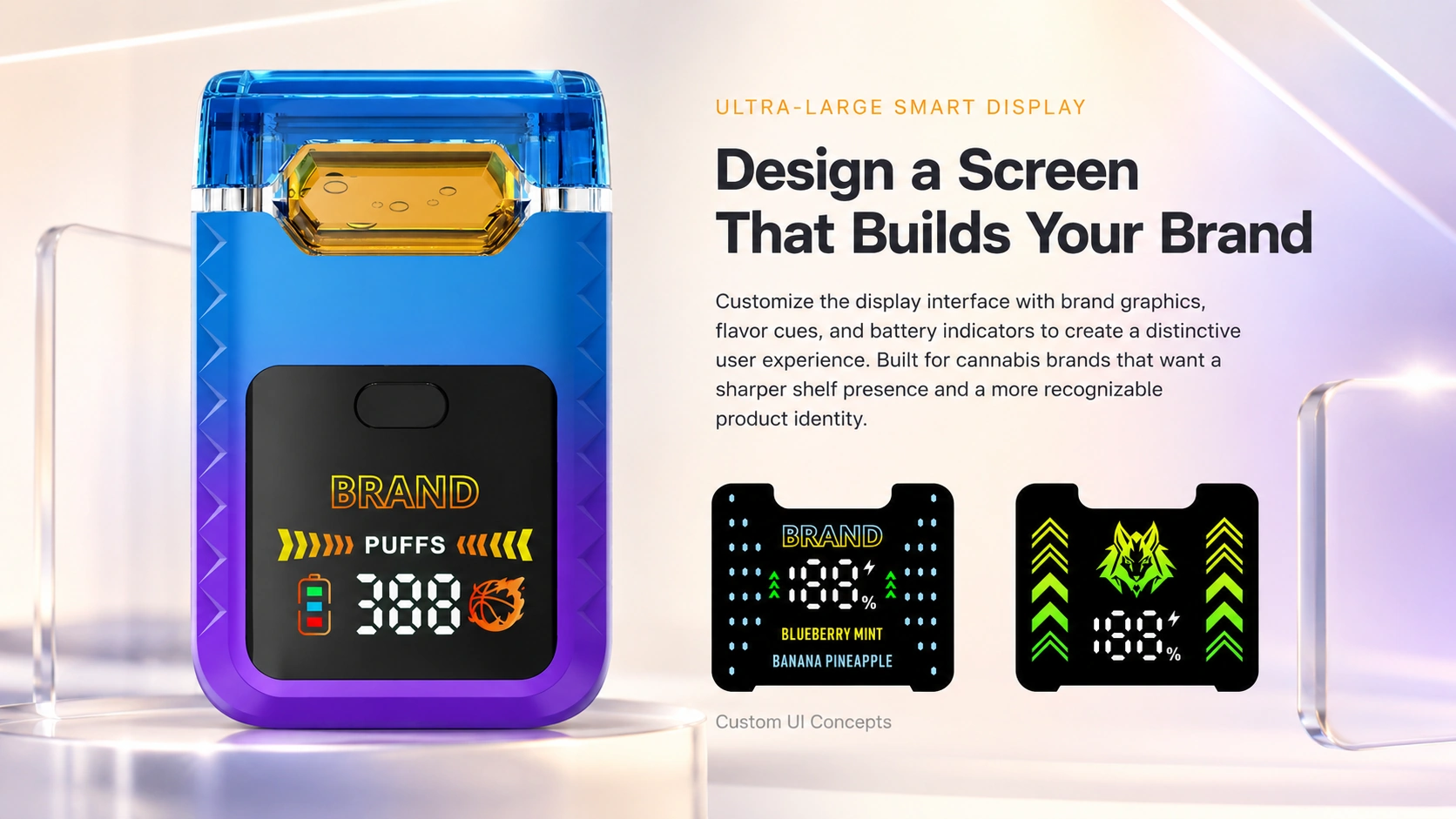 Dual-Engine smart display with custom brand graphics