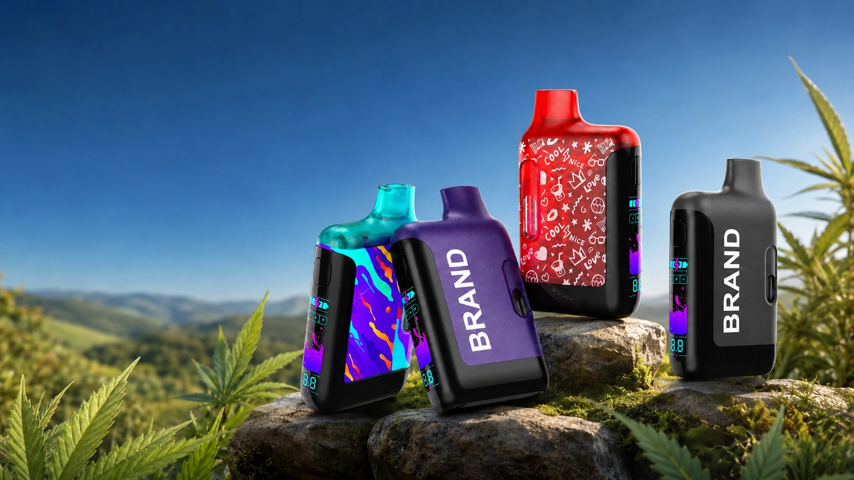 Graffiti customizable cannabis vape hardware in branded finishes