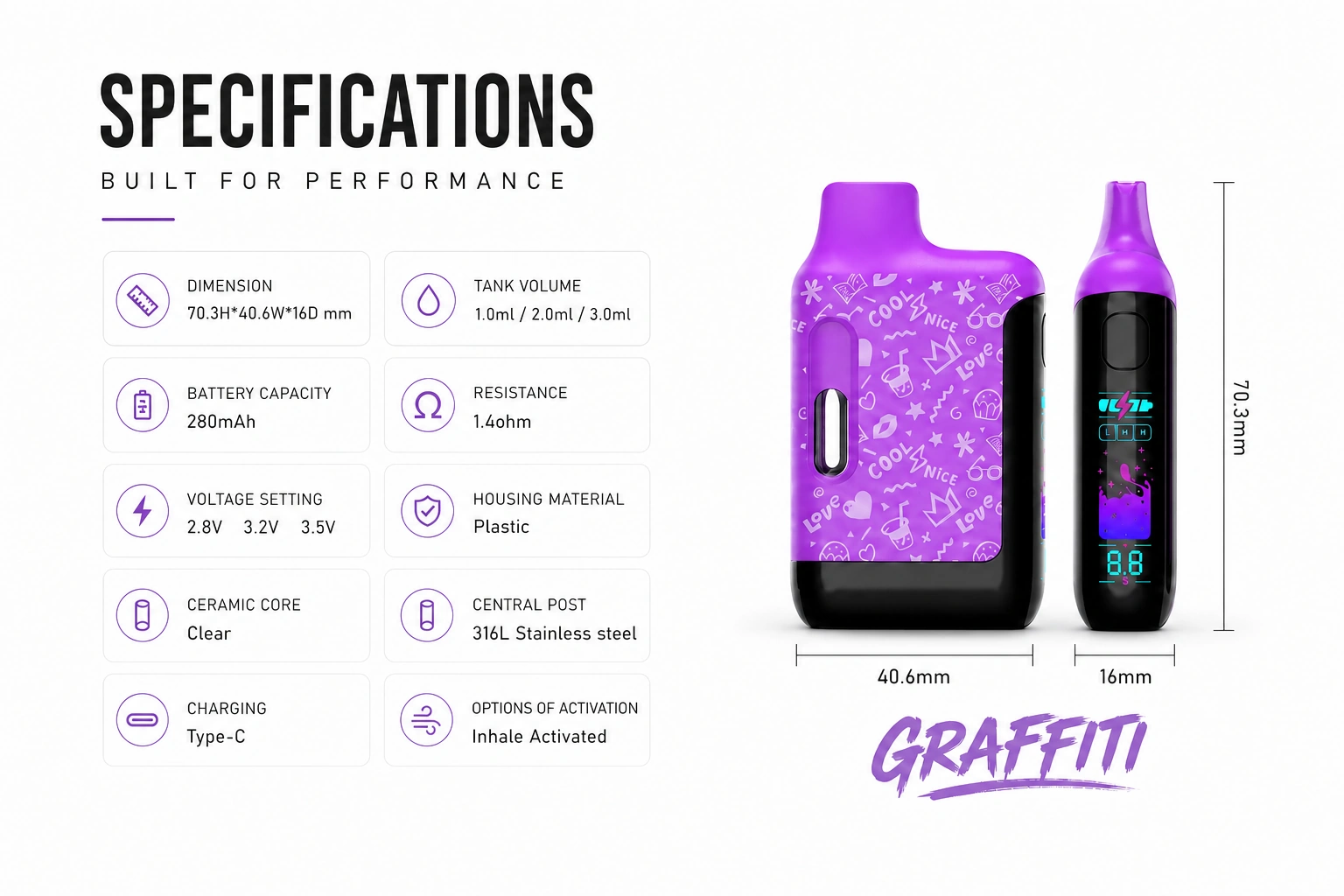 Graffiti AIO hardware dimensions and specifications