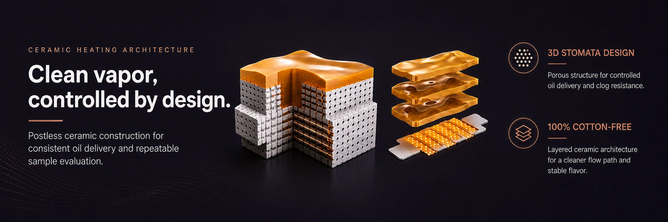 Ceramic heating atomizer structure for Crystal hardware