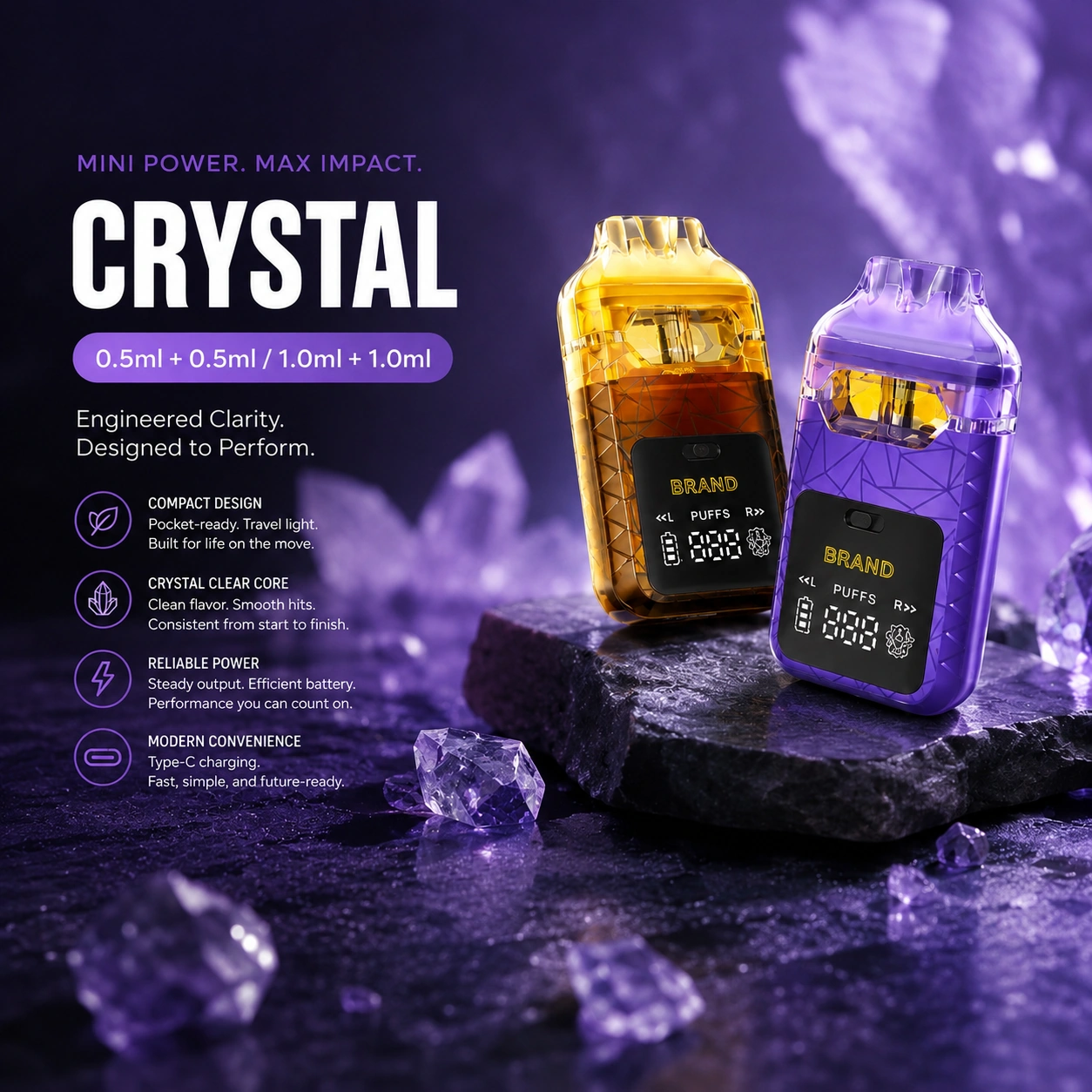 Crystal AIO cannabis vape hardware design concept