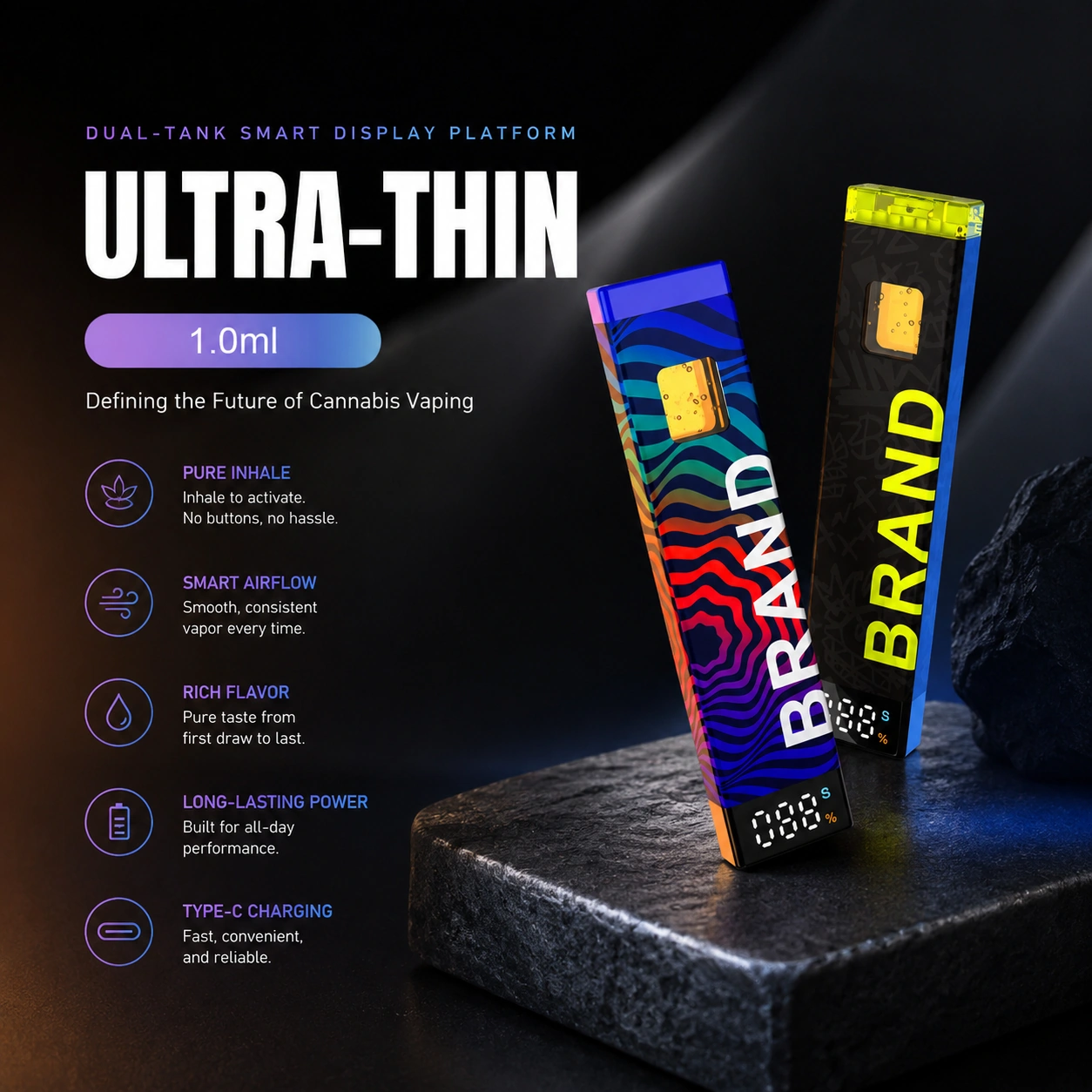 Ultra-Thin Platform cannabis vape hardware design concept